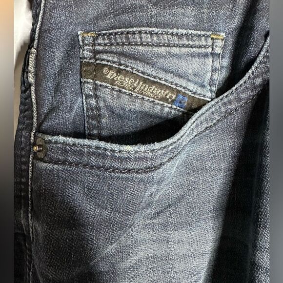 Diesel Denim Sweatpants Mens 36x34 Krooley Tapered JoggerJeans Navy Distressed - Picture 3 of 6